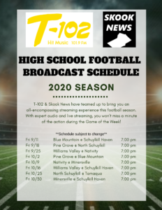 T-102 Game of the Week Broadcast Schedule