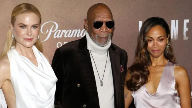 Zoe Saldana^ Nicole Kidman and Morgan Freeman at the Los Angeles premiere of 'Lioness' Season 2 held at the Linwood Dunn Theater in Hollywood^ USA on October 23^ 2024.