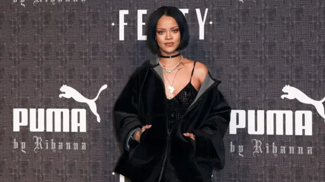 Rihanna attends the FENTY PUMA by Rihanna AW16 Collection during Fall 2016 New York Fashion Week at 23 Wall Street on February 12^ 2016 in New York City.