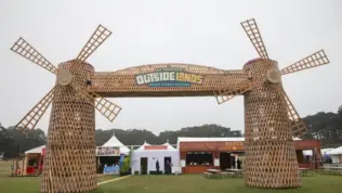 Outside Lands Music Festival windmills sit on the polo fields of Golden Gate Park. In 2017 the festival celebrated it's 10th anniversary. San Francisco^ CA/USA - 8/13/2017