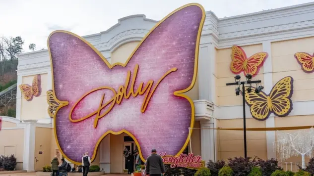 Outside the entrance to The Dolly Parton Experience museum in the Dollywood theme park Pigeon Forge^ Tennessee^ USA - December 17 2025