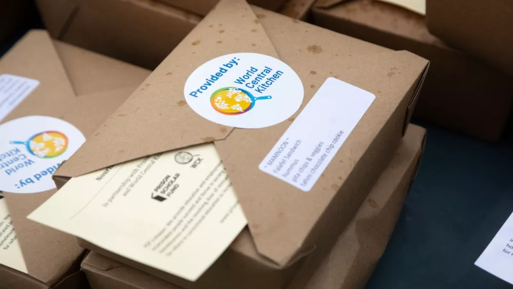 Boxed free meals from World Central Kitchen