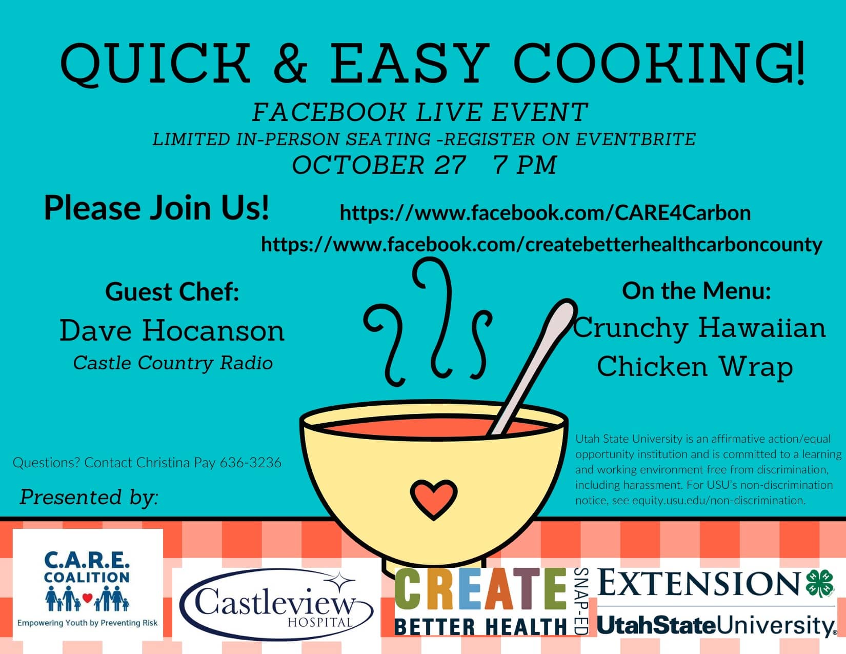 Usu Extension Presents Quick & Easy Cooking Classes 