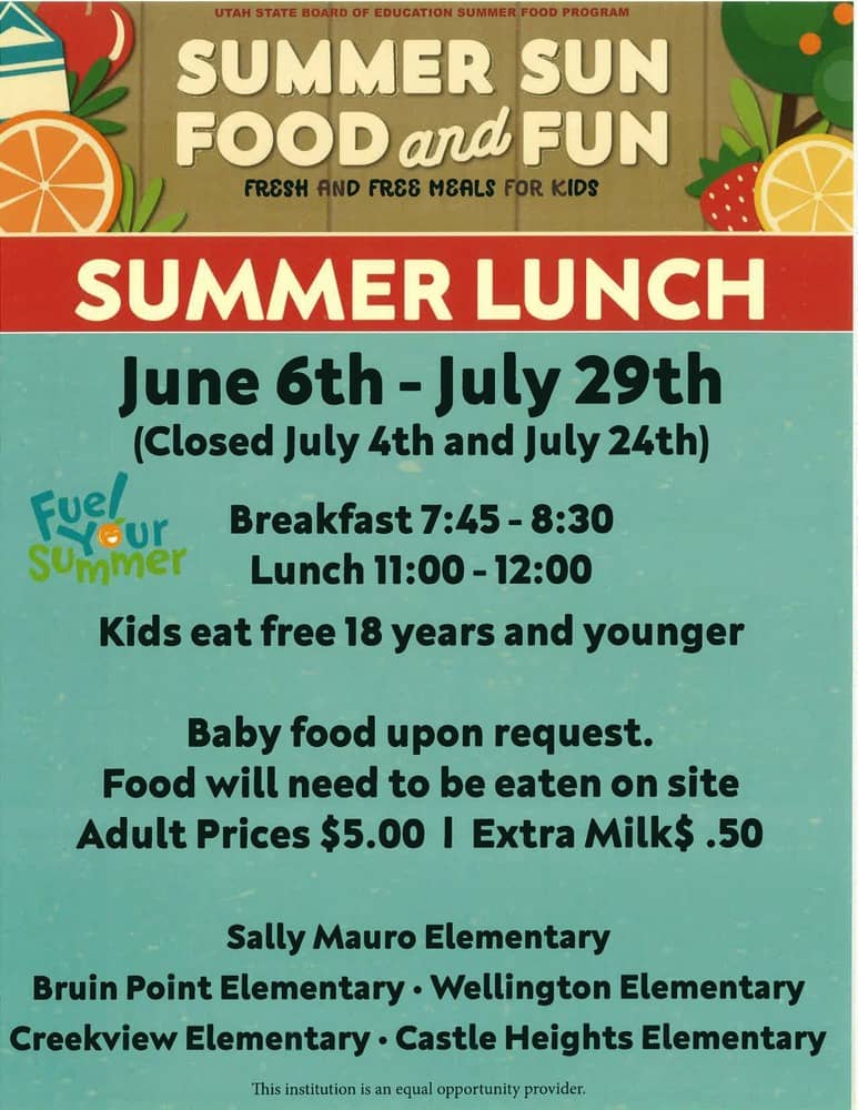 Carbon School District Summer Lunch Program starts June 6 KOAl Price,UT