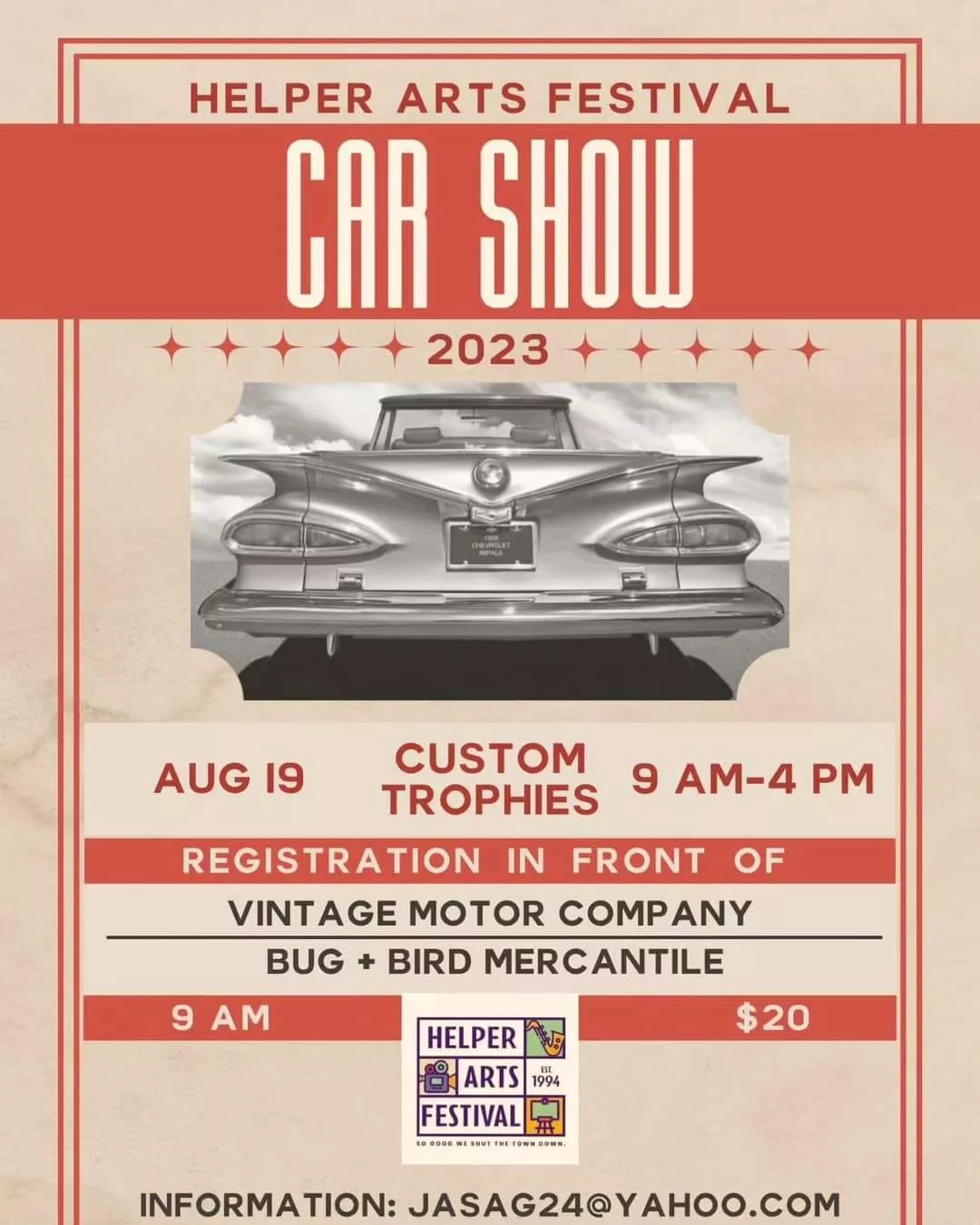 Helper Arts, Music and Film Festival Car Show on August 19 KOAl