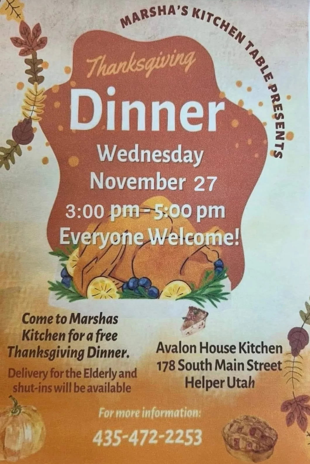 Marsha’s Kitchen Thanksgiving Dinner