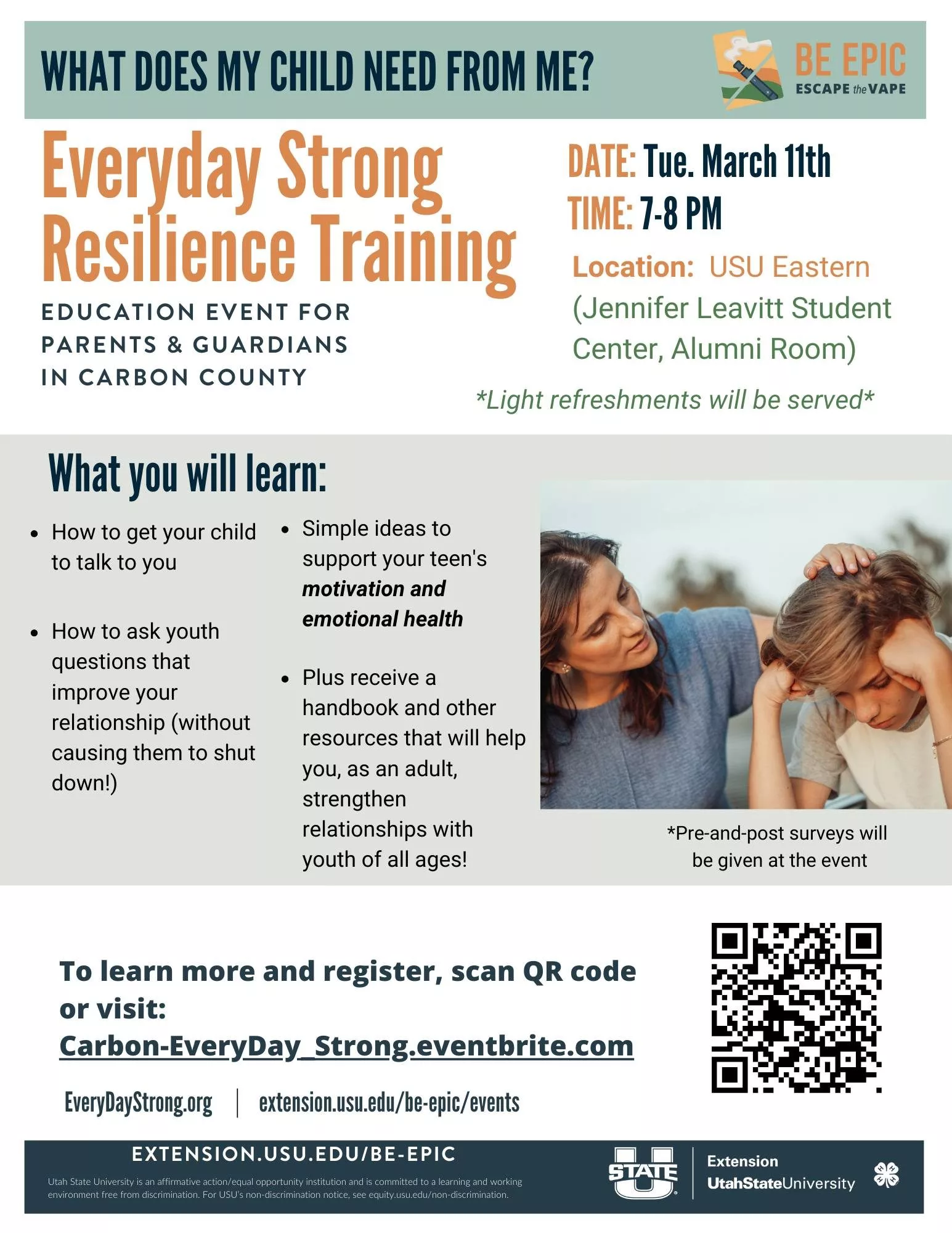 Everyday Strong Resilience Training Education Event for Parents & Guardians in Carbon County