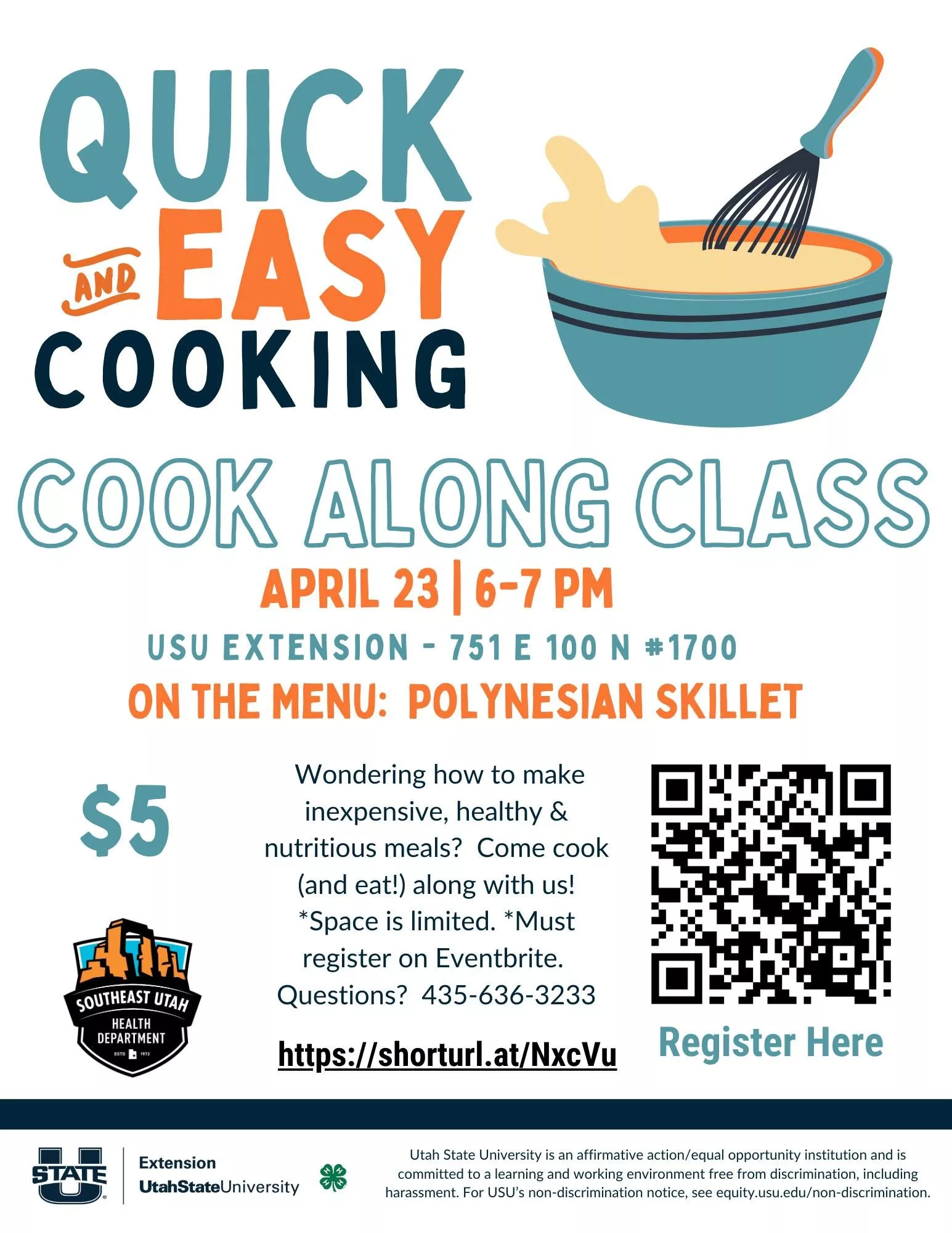 USU Extension Quick & Easy Cooking Class