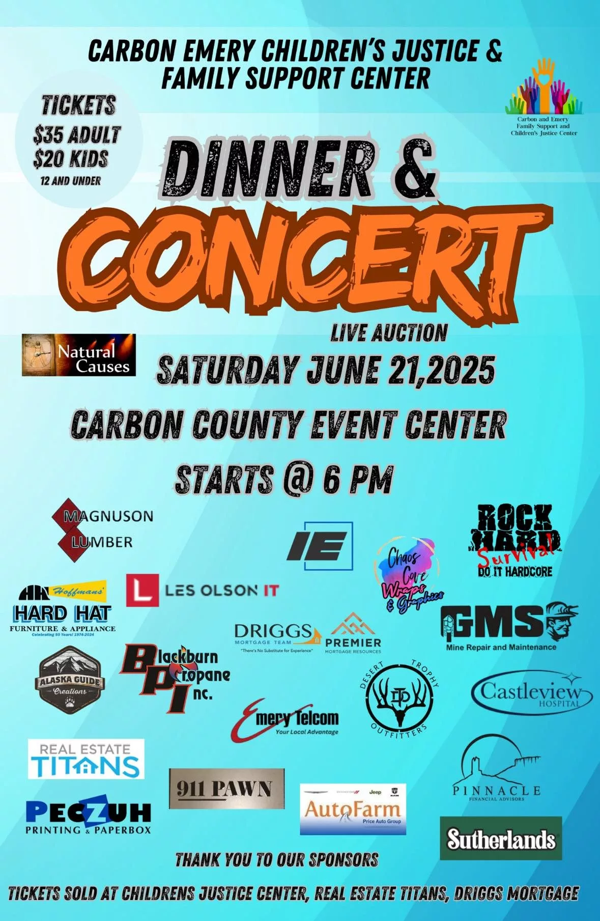 Carbon Emery Children’s Justice & Family Support Center Dinner & Concert