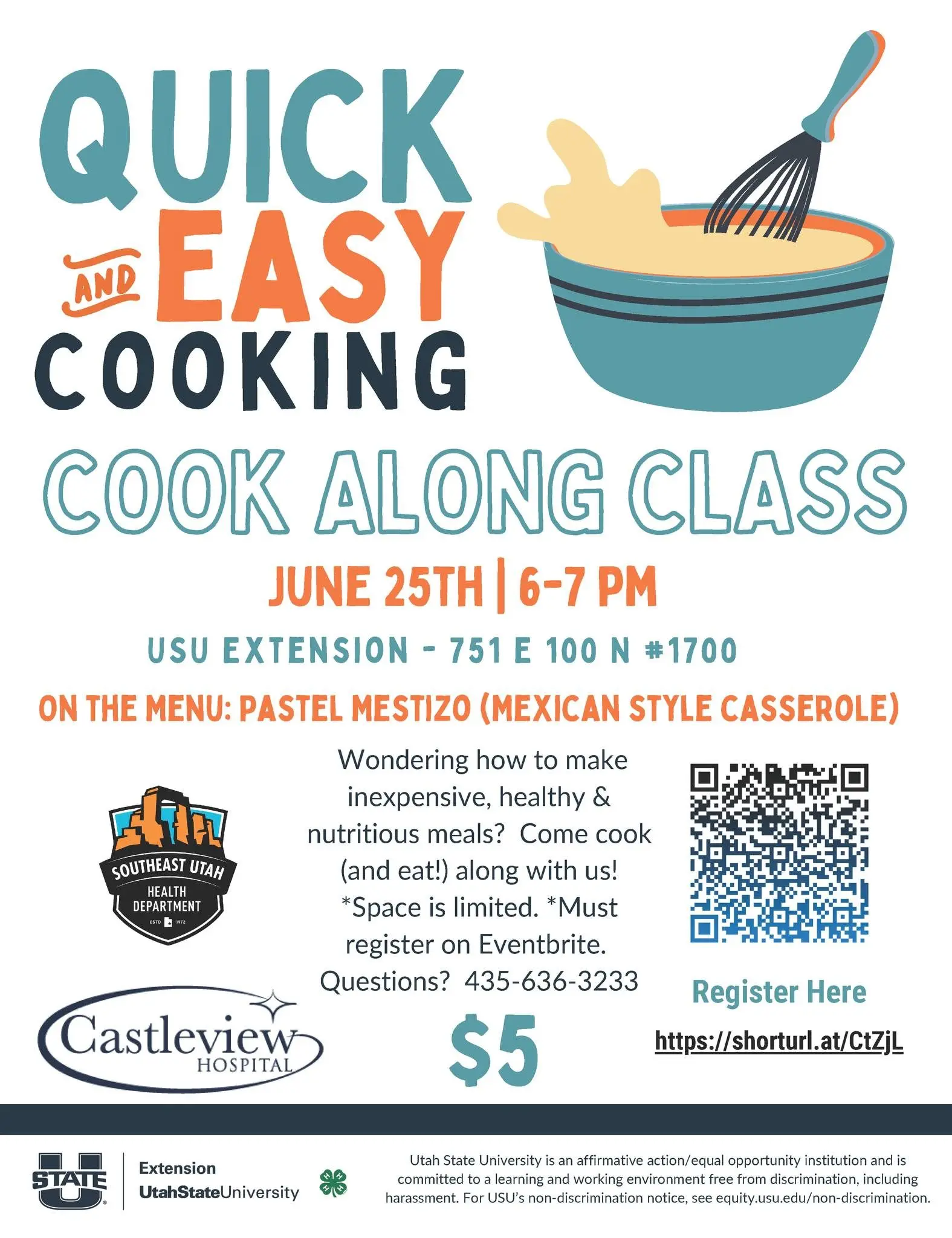 USU Extension’s Quick & Easy Cooking Class: Pastel Mestizo