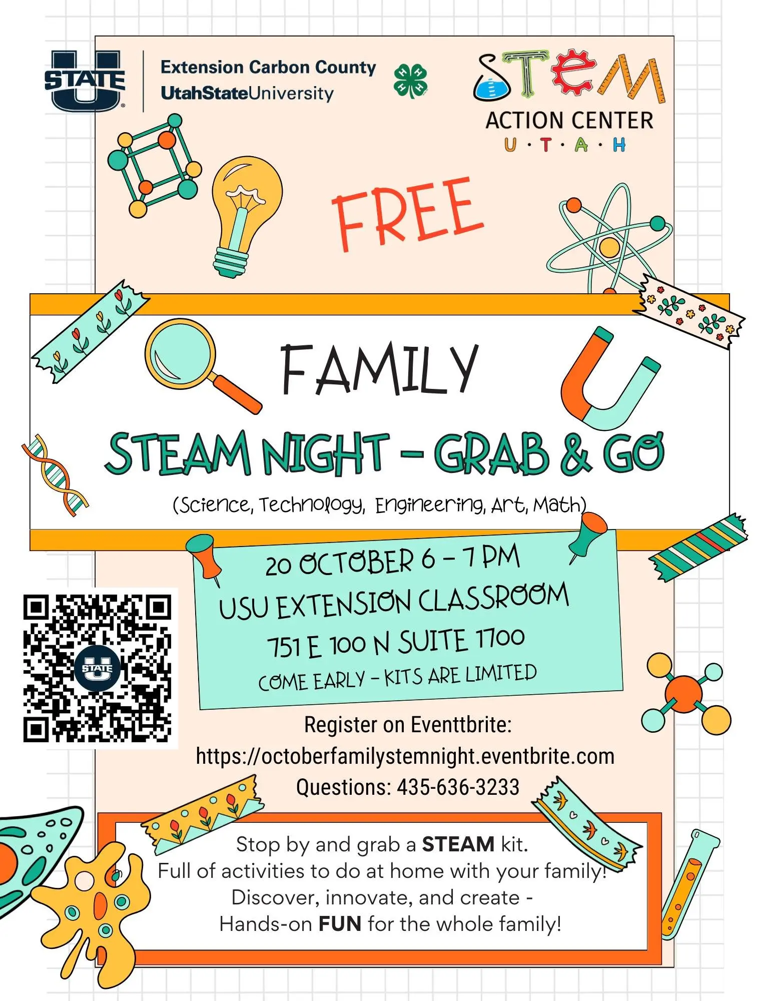 USU Extension & STEM Action Center presents Family STEAM Night – Grab & Go