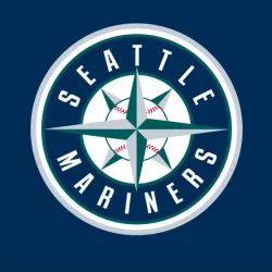 Seattle Mariners logo^ MLB Team^ Major League Baseball^ American League West Division^ with blue background
