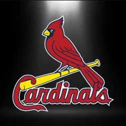 St. Louis Cardinals logo^ MLB Team^ Major League Baseball^ national League central division^ with black/spotlight background