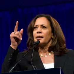 Presidential candidate Kamala Harris speaking at the Democratic National Convention summer session in San Francisco^ California.