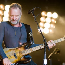 Sting performs on-stage at the Sleep Train Amphitheater in Marysville^ CA with The Police in their North American Reunion Tour Sacramento^ CA - July 17^2008