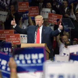 Republican Presidential nominee Donald Trump appears during a rally Oct. 10^ 2016^ at Mohegan Sun Arena in Wilkes-Barre^ Pennsylvania. WILKES-BARRE^ PENNSYLVANIA/USA – OCTOBER 10^ 2016