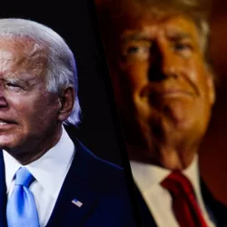 President Joe Biden in foreground^ President-elect Donald Trump is blurred in the background^ USA^ December 16^ 2024