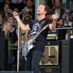 Pearl Jam lead singer Eddie Vedder performs at the 2016 New Orleans Jazz and Heritage Festival.