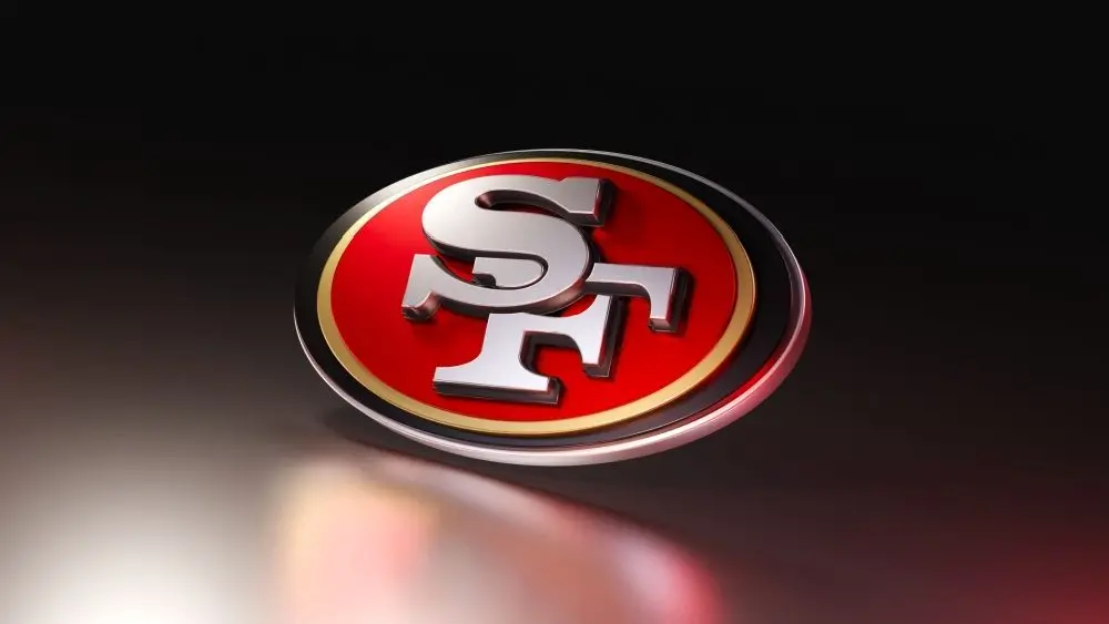 San francisco 49ers logo on dark background. 3D render