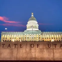 Utah State Capitol building in Salt Lake City in Utah USA at sunset