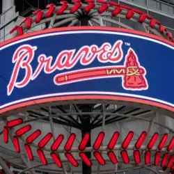 MLB Atlanta Braves' logo on giant light baseball Atlanta^ Georgia - February 5^ 2020