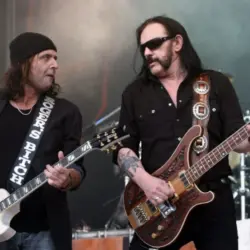 xBassplayer Ian "Lemmy" Kilmister (R) and guitarist Phil Campbell of Motorhead perform on July 4^ 2009 in Brno^ Czech Republic.