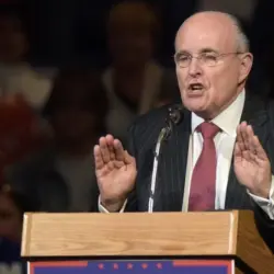 Rudy Giuliani speaks during a rally for Donald Trump on Oct. 10^ 2016^ at Mohegan Sun Arena in Wilkes-Barre^ Pennsylvania. WILKES-BARRE^ PENNSYLVANIA/USA – OCTOBER 10^ 2016