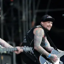 Good Charlotte in concert at the Sziget Festival in Budapest^ Hungary^ on Thursday^ August 11^ 2011. Seen here is lead singer Joel Madden^ left^ and lead guitarist Benji Madden.