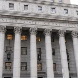 View of Thurgood Marshall United States Courthouse where Ghislaine Maxwell trial has been heard New York^ NY - december 21^ 2021