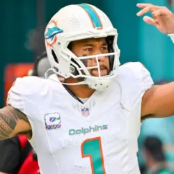 Tua Tagovailoa starting QB(1) leaves the tunnel on his way to the field.. Miami Dolphins vs. NY Giants at HardRock Stadium. Miami Gardens^ FLUSA - October 08^ 2023