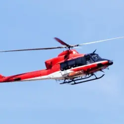 Rescue helicopter with blue sky in the background