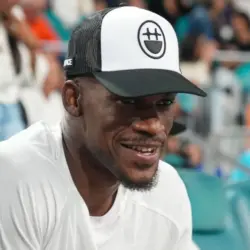 Jimmy Butler attends the semifinal match at 2023 Miami Open at the Hard Rock Stadium in Miami MIAMI GARDENS^ FLORIDA - MARCH 31^ 2023
