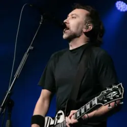 Lead singer and guitarist Tim McIlrath from Rise against perform live at Manchester Academy Uk. Manchester United Kingdom^ 22nd November 2022