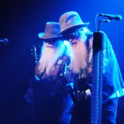 Guitarist Billy Gibbons and bassist Dusty Hill of ZZ Top perform at a concert in New York City. New York^ NY/USA - September 13^ 2010
