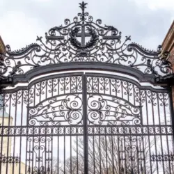 The iron gates of Harvard in Cambridge^ MA^ USA.