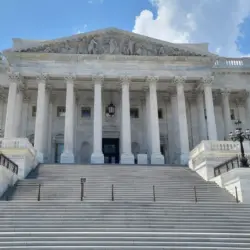 The Eastern facade with the stair to the House of Representatives of the United States Capitol Building^ on Capitol Hill in Washington DC^ USA.