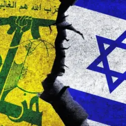 Israel and Hezbollah flags together. Hezbollah and Israel political conflict^ war crisis^ relations concept