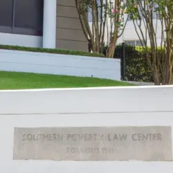 Southern Poverty Law Center: Cornerstone of the controversial and newsworthy Southern Poverty Law Center in downtown Montgomery^ Alabama. MONTGOMERY^ ALABAMA - JULY 22^ 2019