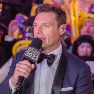 Ryan Seacrest jn Times Square during a New Year's Eve broadcast.NEW YORK^ N.Y. – December 31^ 2022
