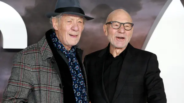 Ian McKellen and Patrick Stewart attend the 'Star Trek; Picard' TV show premiere at the Odeon Luxe cinema in Leicester Square in London^ United Kingdom-January 15^ 2020