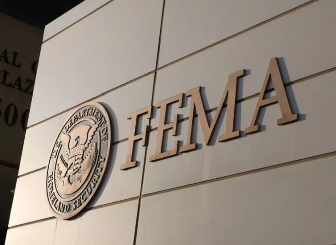 Logo and FEMA lettering on the Federal Emergency Management Agency Headquarters Building. Washington^ DC USA; August 3^ 2024