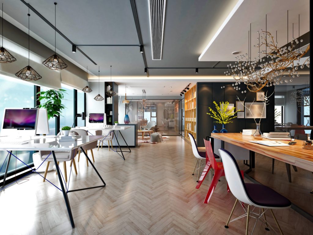 modern office with noise cancelling and sound masking technology