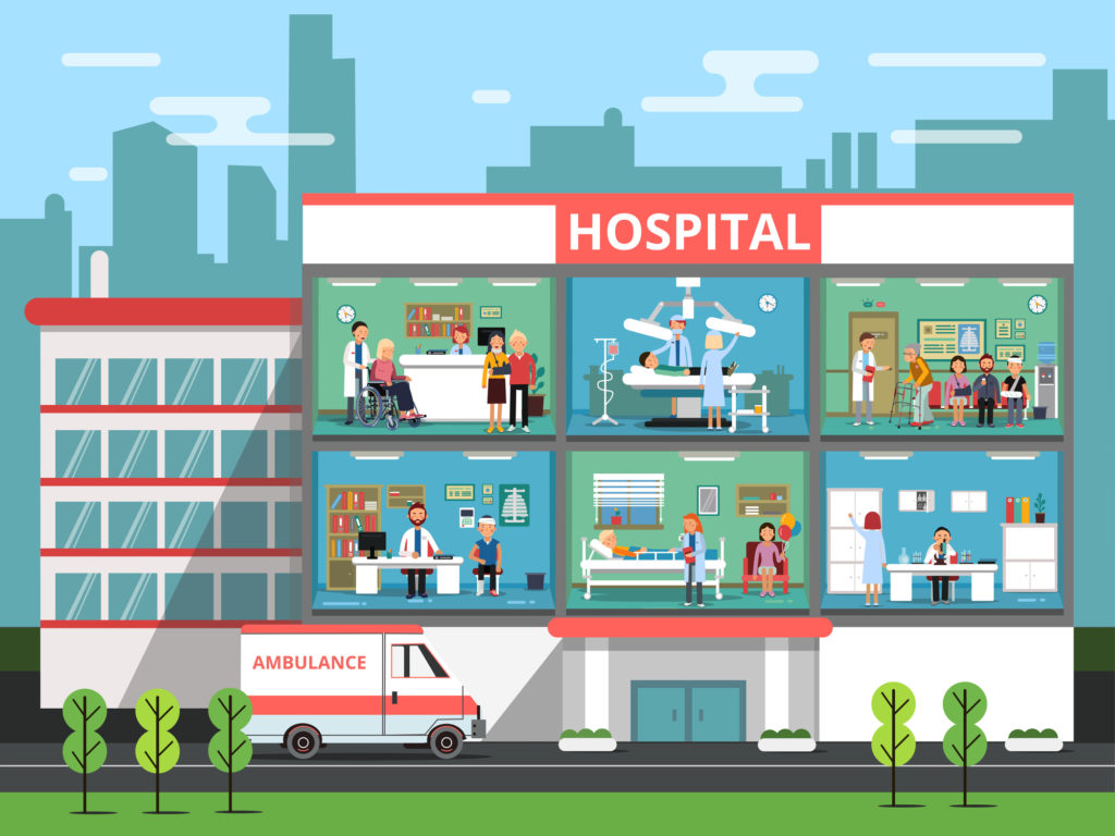 hospital-rooms-with-medical-personnels-doctors-and-patients-clinic-building-vector-illustrations