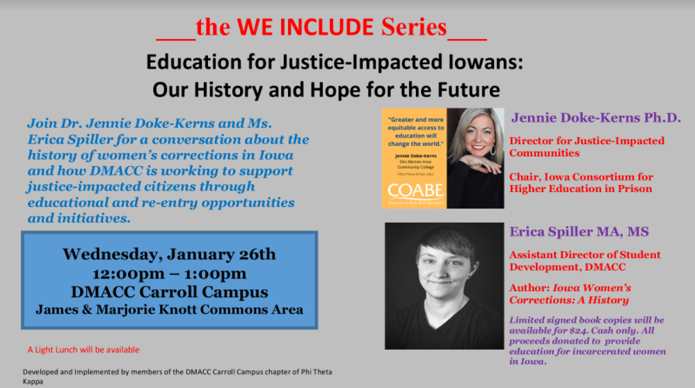 DMACC's Carroll Campus We Include Speaker Series Wednesday Puts Focus On Women's Corrections | CBC Online - Vimarsana News