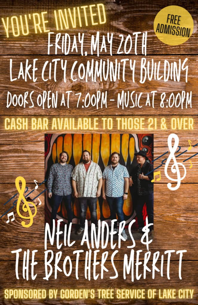 Neil Anders Will Perform At The Community Building In Lake City Later This Month - Vimarsana News