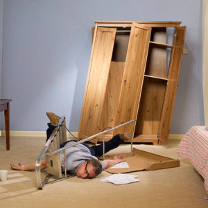 man-makes-a-mess-of-his-self-assembly-wardrobe-then-falls-off-his-ladder
