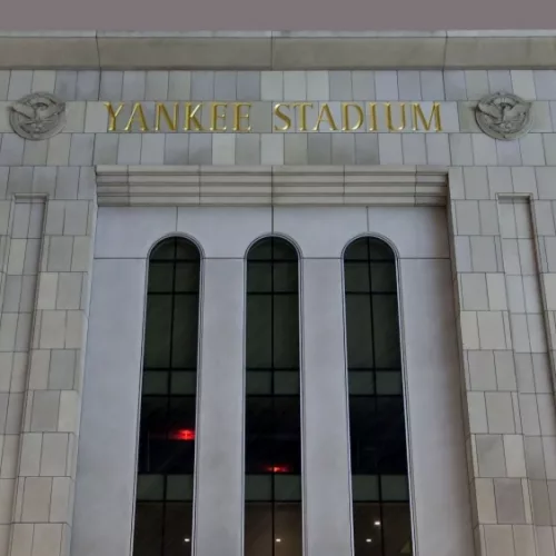 Yankee Stadium at night in winter. BRONX^ NEW YORK - FEBRUARY 20