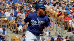 Justin Turner shortstop for the Los Angles Dodgers at Camelback Ranch -Glendale in Phoenix^ AZ USA March 12^2018.