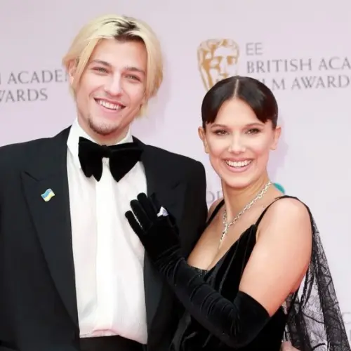 Millie Bobby Brown and husband Jake Bongiovi attend the EE British Academy Film Awards 2022 at Royal Albert Hall in London^ England. London^ United Kingdom - March 13^ 2022: