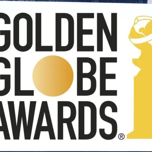 The Golden globe awards logo seen on billboard. Golden globe awards honored the best in film and American television^ as chosen by the Hollywood Foreign Press Association Jakarta - November 27^2023